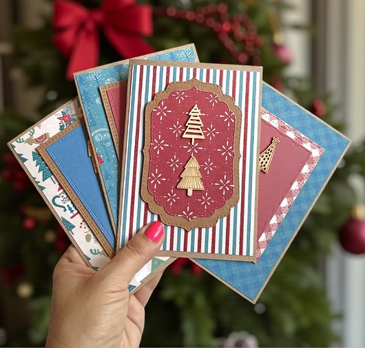 kartki scrapbooking Kartki świąteczne 4szt - ręcznie robione, oryginalne kartki