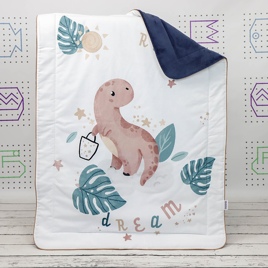 kocyki, kołderki, pościel dla dzieci Kocyk Panelowy 75x100 Dino Dream biel