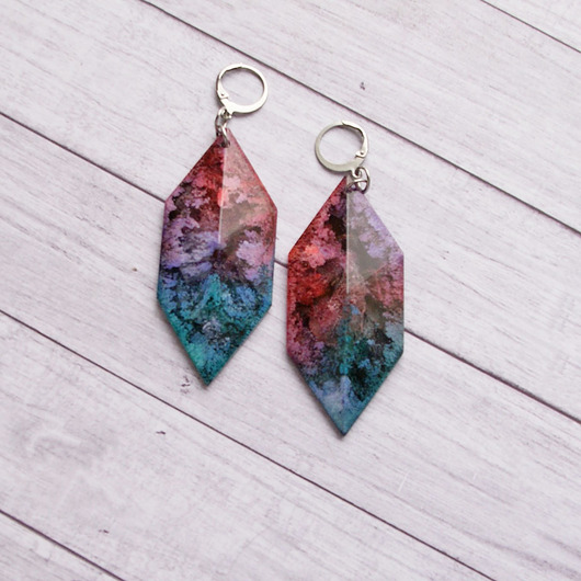 kolczyki z żywicy Duuuże UNIKATOWE kolczyki - INKY colours