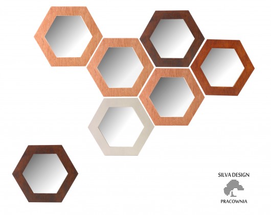 Wenge - sześciokątne lustro drewniane / Hexagon Silva Drewniane Dekoracje