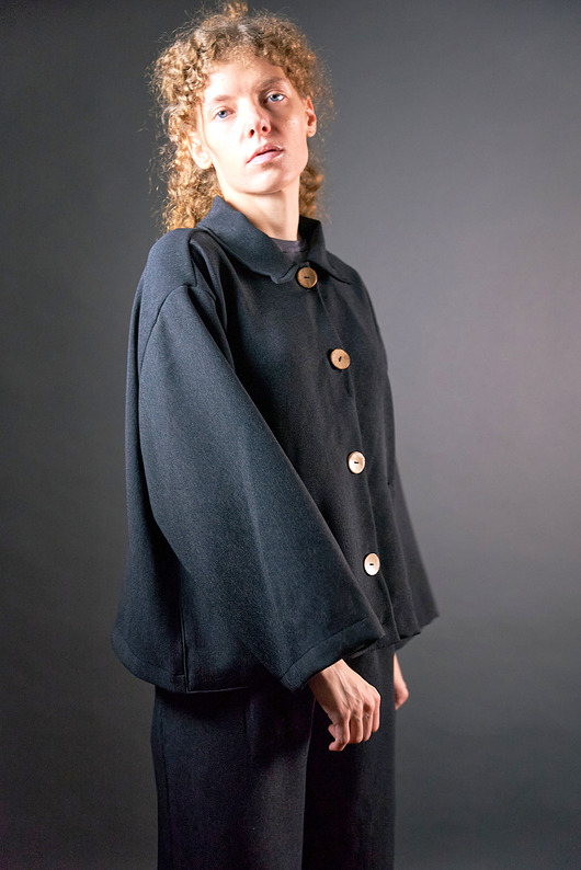 marynarki damskie Żakiet do biura czarny melanż