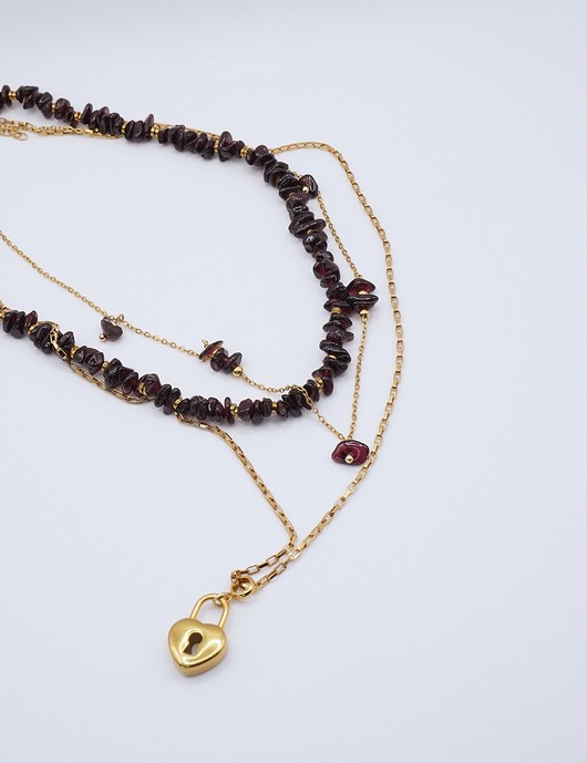 kolie Naszyjnik Złoty Granat