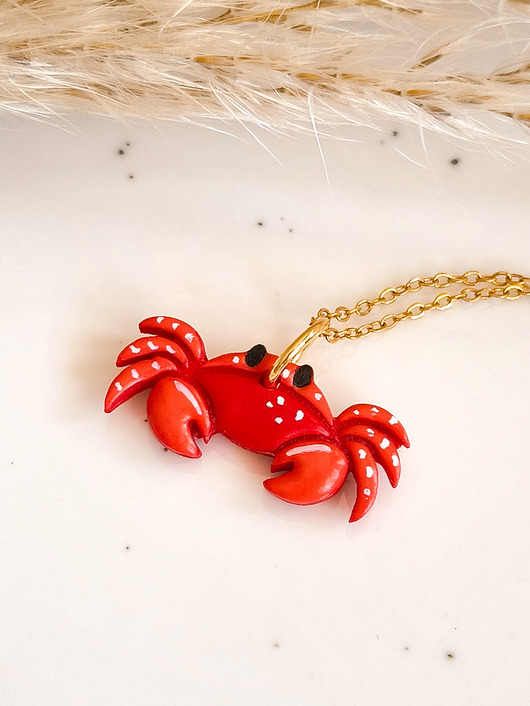 wisiory Naszyjnik krab, zawieszka w kształcie kraba, amulet z krabem, prezent, boho
