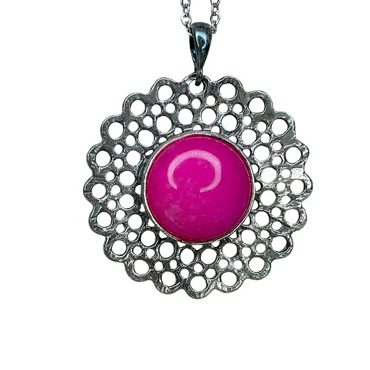 wisiory Srebrny wisior z różowym jadeitem