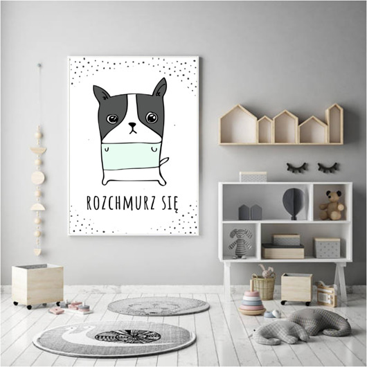 obrazy i plakaty do pokoju dziecięcego rozchmurz się!  Skandynawski plakat z buldożkiem