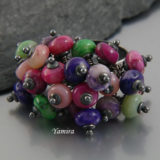 opal green and violet - pierścionek yamira