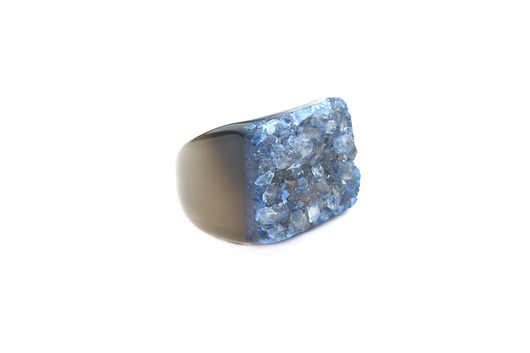 InspiRING Druza Agatu Niebieska rozmiar 16 Brazi Druse Jewelry