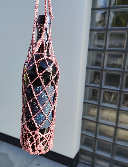 torebki do ręki Torebka na wino Rose Sparkling recznie pleciona torebka na butelkę