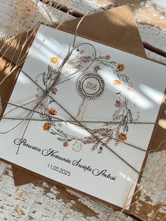 zaproszenia na komunię Zaproszenia komunijne z pełną personalizacją handmade