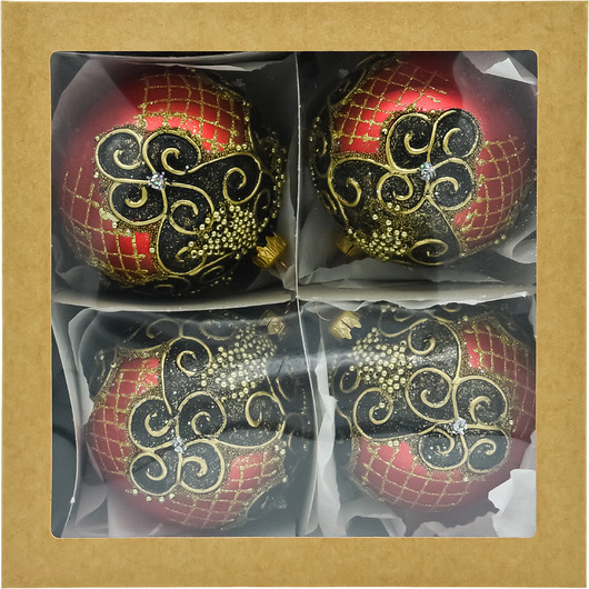 bombki ZESTAW 4 szt.: Bombki okrągłe czerwone: ekskluzywne