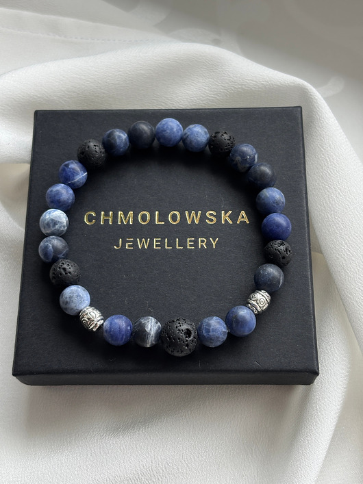 biżuteria męska Bransoletka męska Sodalit i Lawa