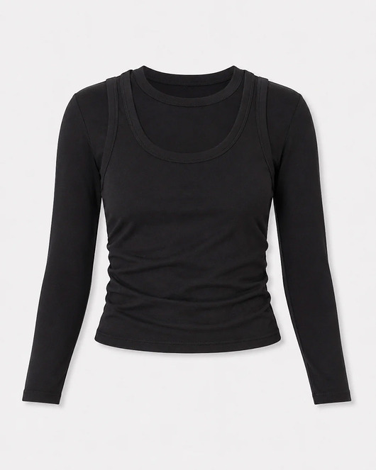 bluzki z długim rękawem damskie Top longsleeve black 2w1
