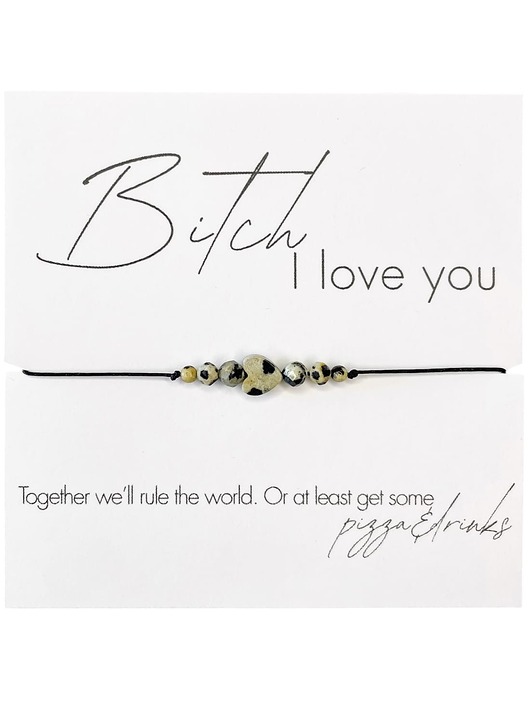 bransoletki na sznurku Bi.ch I love you Bransoletka z kamieni naturalnych Jaspis dalmatyński