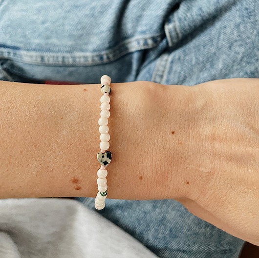 bransoletki ze szkła Bransoletka z koralików szklanych i jaspisu na gumce  little love