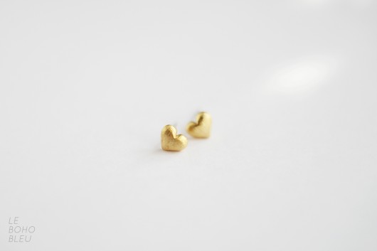 16k Gold Plated Tiny Heart Studs Le Boho Bleu