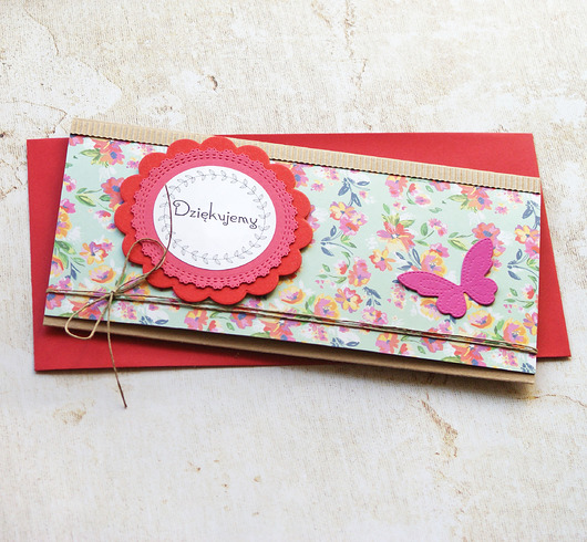 kartki scrapbooking Podziękowanie : dziękujemy : kartka-kopertówka