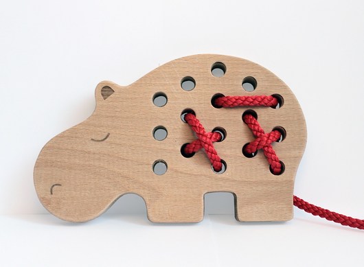 klocki i zabawki drewniane Przeplatanka Hipopotam