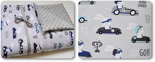 KOMPLET PRZEDSZKOLAKA_koc + poduszka_KRÓLIKI MOJAMAJA