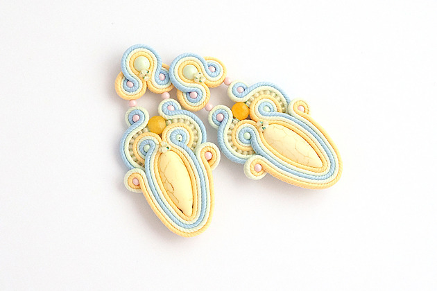 kolczyki soutache Wiosna w pastelowych kolorach