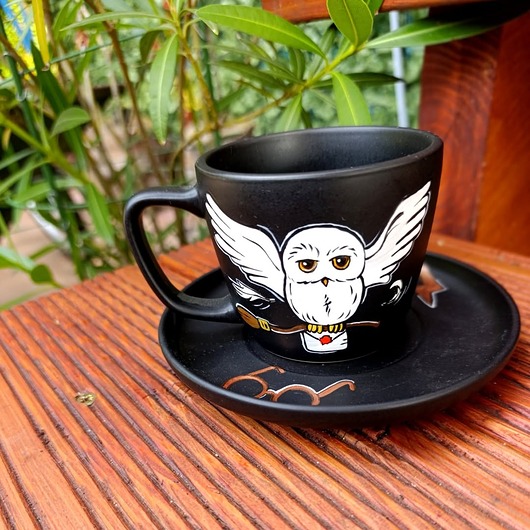 kubki Harry Potter Hedwiga czarny zestaw