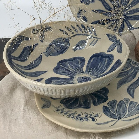 miski i misy Duża misa ceramiczna Kwiaty