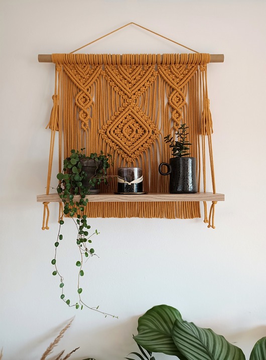 półki Półka ścienna "Jaipur", Makrama Boho, Kwietnik