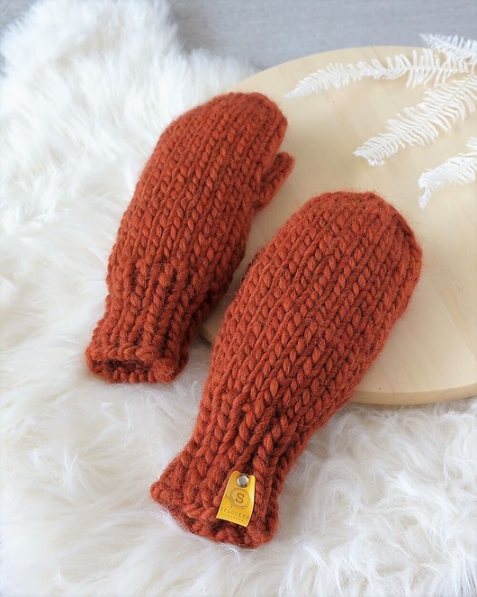 rękawiczki damskie WOOLY rękawiczki z wełny 100% rude pomarańczowe