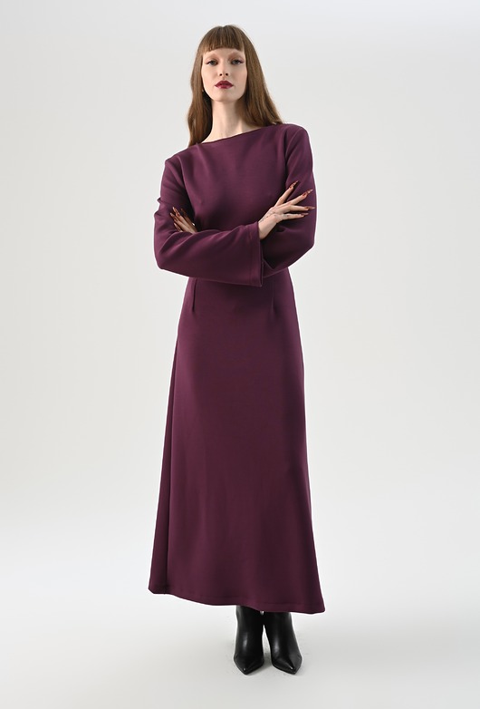 sukienki maxi damskie Śliwkowa Sukienka Maxi z Wiązaniem Gorsetowym