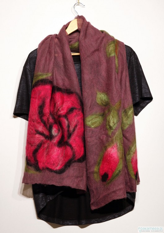 oryginalny filcowany szal rose od LU DESIGN PRINTLOVE