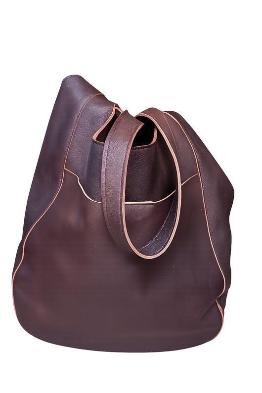 torby na ramię Brązowa koniakowa miękka skórzana torba worek