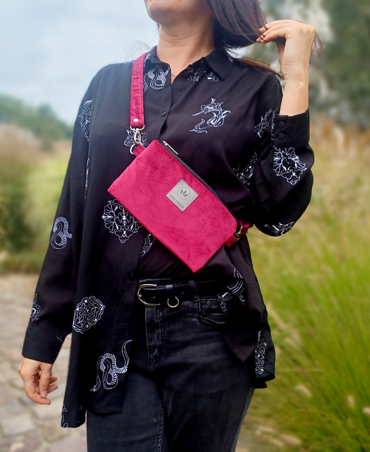 torby na ramię Mini nerka torebka na telefon Wiśniowa