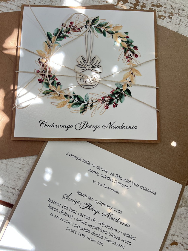 kartki świąteczne Wyjątkowa ręcznie robiona kartka świąteczna na Boże Narodzenie