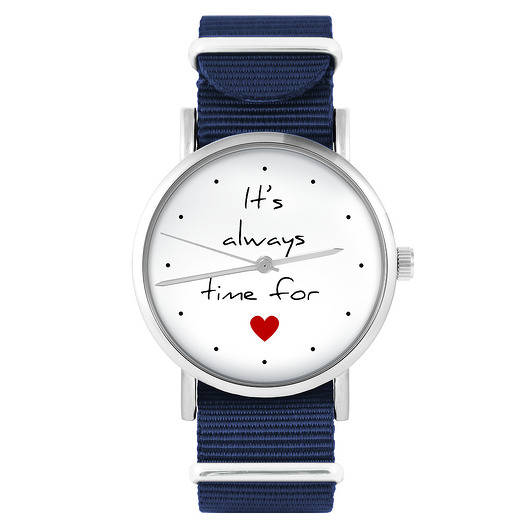 zegarki damskie Zegarek - Time for love - granatowy, nylonowy
