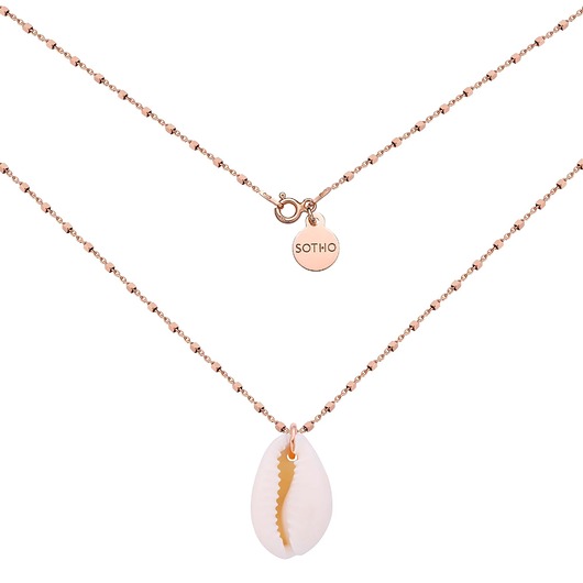 złote naszyjniki Naszyjnik z różowego złota zdobiony dużą muszelką