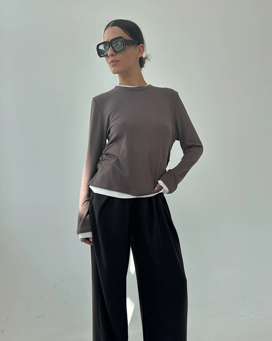 bluzki z długim rękawem damskie Sweater Touch cacao