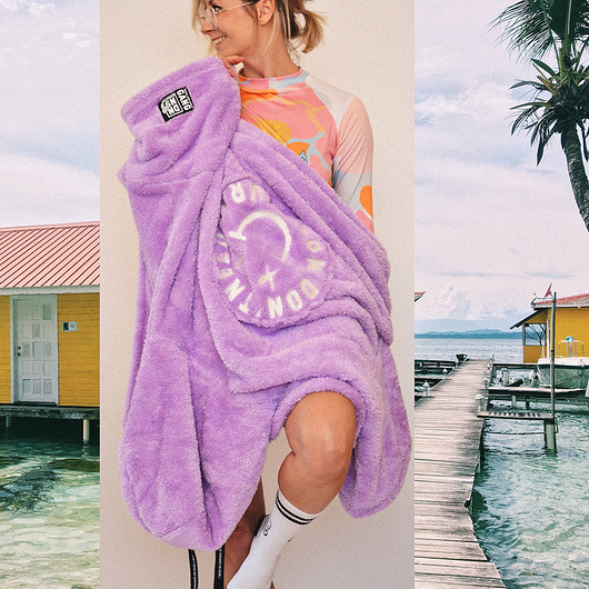 bluza z kapturem damska Poncho Biggy Smile Lilac