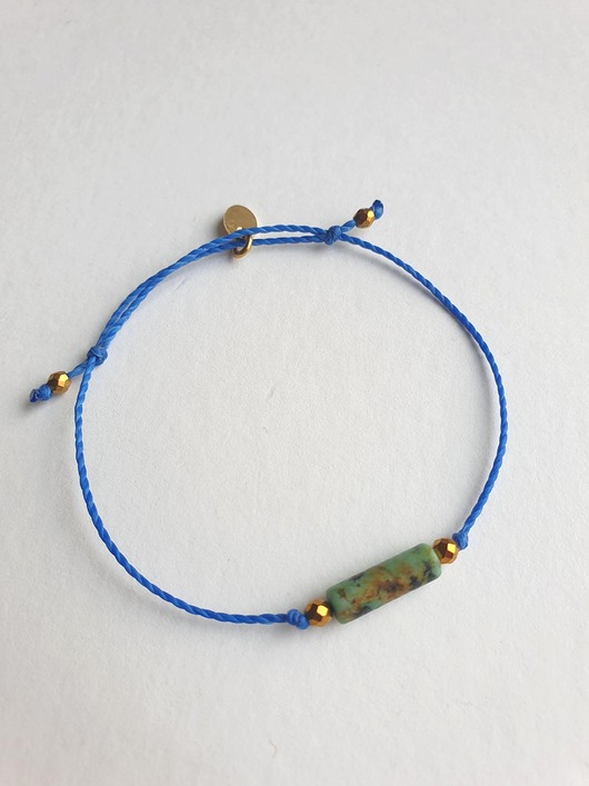 bransoletki na sznurku Bransoletka BOHO sznurkowa granatowa, turkus afrykański, hematyt