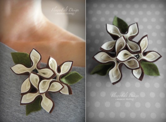ecru z brązem FlowerFelt Design