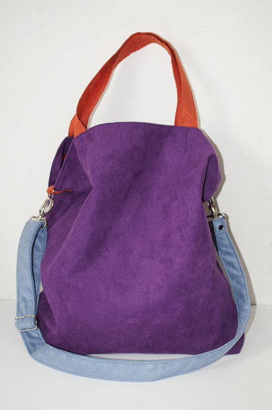 torby na ramię Torba hobo XXL - fiolet,pomarańcz,szaroniebieski