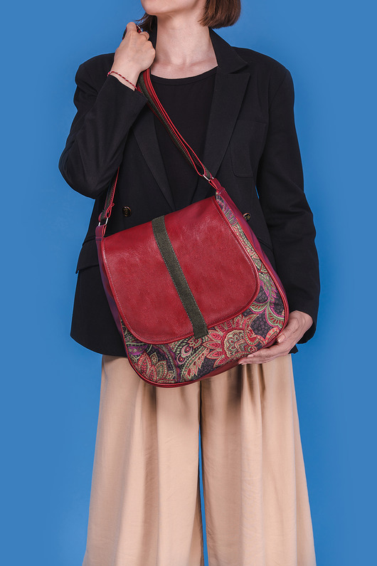 torby na ramię SASHKA - torebka na ramię - czerwień i kwiaty