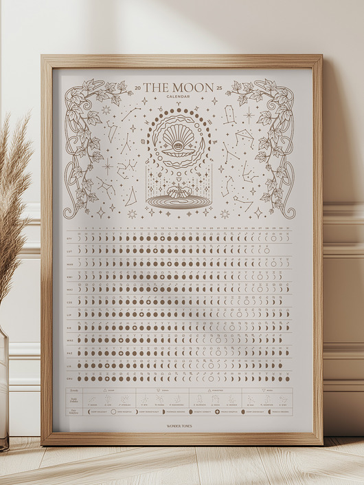 kalendarze i plannery Plakat Kalendarz Faz Księżyca 2025 Beige format 50x70cm