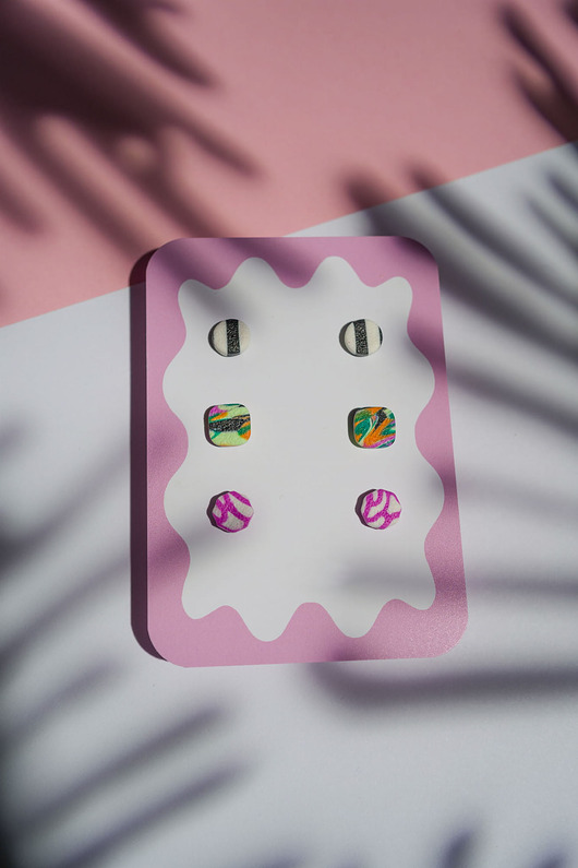 kolczyki z masy plastycznej Zestaw 3 par małych sztyftów