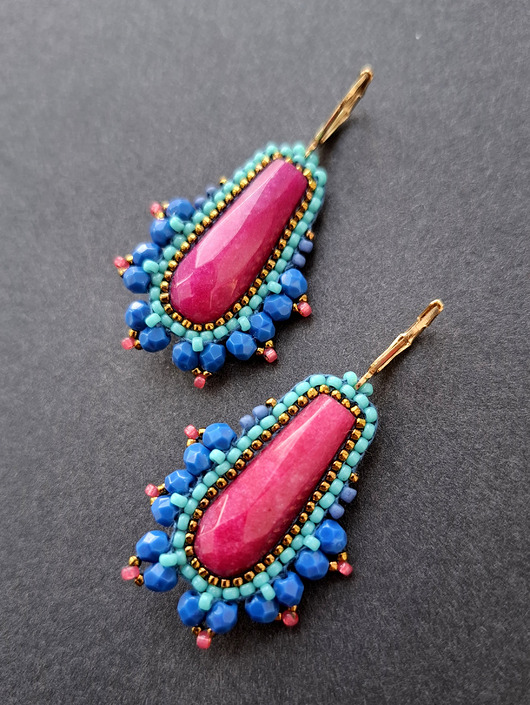 kolczyki z kamieniami Kolczyki leśne owoce no6