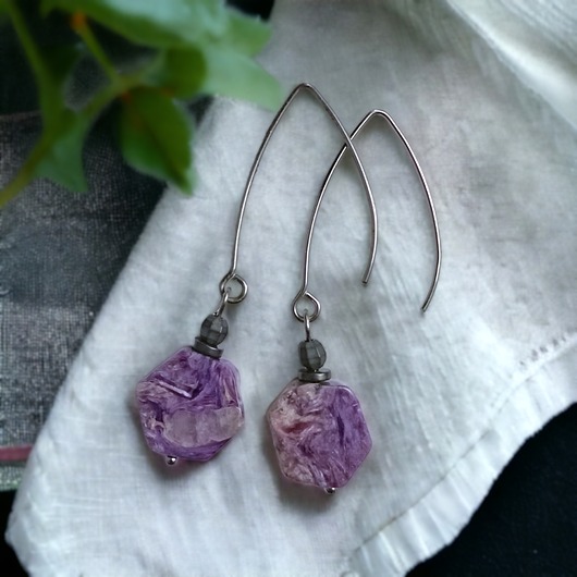 kolczyki z kamieniami LUX. UNIKATOWE kolczyki : czaroit II