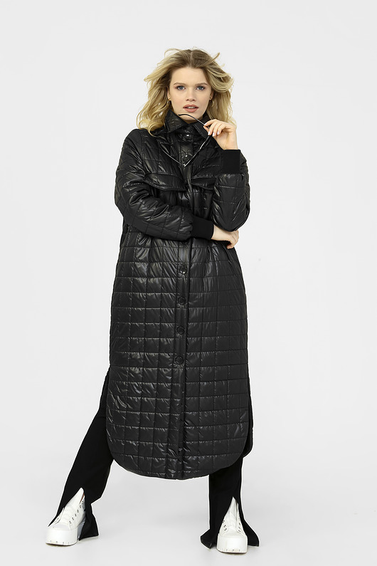 płaszcze damskie Wiosenny, pikowany płaszcz Alex czarny