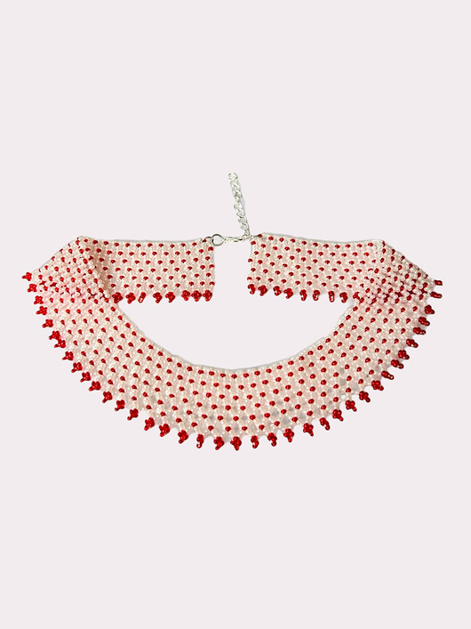 kolie Naszyjnik koralikowy Lemkowska Krywulka biało-czerwona 3 cm