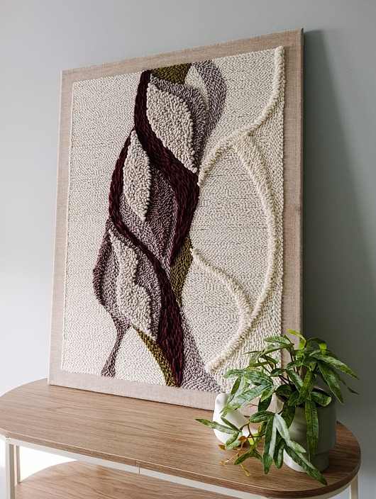 obrazy Wełniany obraz na lnie "Gerda's Garden" OD RĘKI