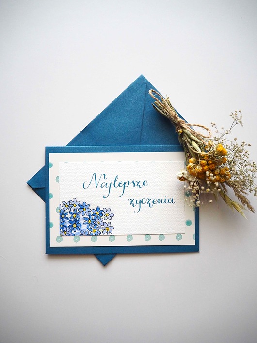 kartki scrapbooking Kartka handmade  Najlepsze Życzenia Niezapominajki