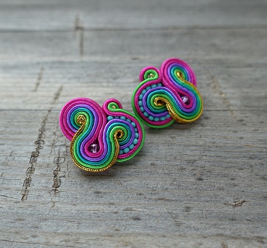 Oriana- kolorowe kolczyki soutache Mró Soutache