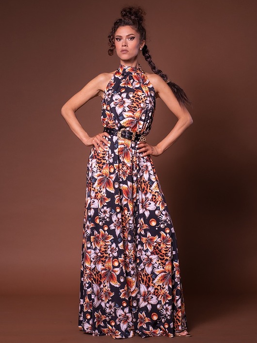 sukienki maxi damskie Sukienka Maxi na zamówienie z printem Magic Rose